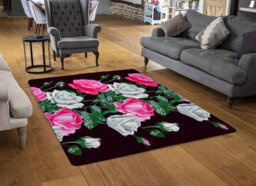 Benjamin Tate Design Pattern Of Pink And White Flowers Designer Special Soft Home Rug - thumbnail 2