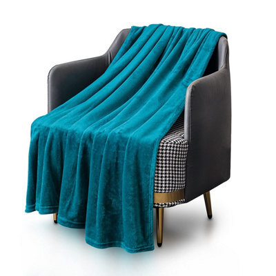 Keplin Flannel Fleece Throw Blanket - Soft Plush Sofa & Bed Blanket, Queen, Teal - image 1