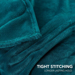 Keplin Flannel Fleece Throw Blanket - Soft Plush Sofa & Bed Blanket, Queen, Teal - thumbnail 2