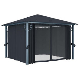 Berkfield Classic Gazebo With Curtain 300X300 Cm Anthracite Aluminium - thumbnail 1