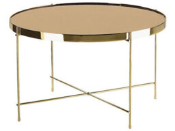 Beliani Golden Brown Tempered Glass Round Coffee Table 63 Cm Height, 63 Cm Diameter - thumbnail 1