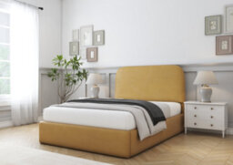Comfort Beds Diana Mustard Plush Bed Frame - thumbnail 1