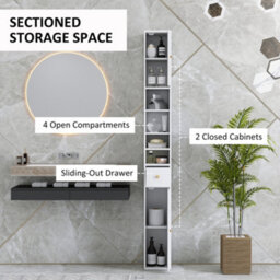 Homcom Tall Bathroom Cabinet With Drawer And Adjustable Shelves, White - thumbnail 4