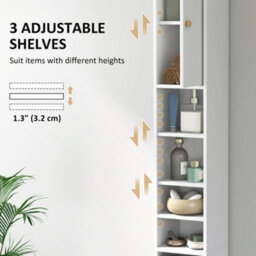 Homcom Tall Bathroom Cabinet With Drawer And Adjustable Shelves, White - thumbnail 5