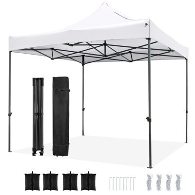 Gainoom 300 X 300 Cm Outdoor White Pop Up Canopy Tent Heavy-Duty Easy Setup Gazebo Shelter W/ Wheeled Bag - image 1