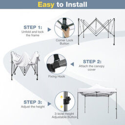 Gainoom 300 X 300 Cm Outdoor White Pop Up Canopy Tent Heavy-Duty Easy Setup Gazebo Shelter W/ Wheeled Bag - thumbnail 8