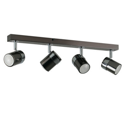 Valuelights Rosie Modern 4 Way Straight Bar Ceiling Spotlight Fitting Black Chrome Finish - image 1