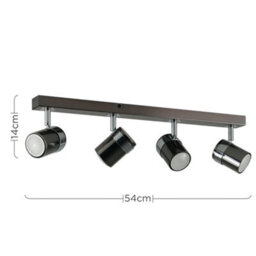 Valuelights Rosie Modern 4 Way Straight Bar Ceiling Spotlight Fitting Black Chrome Finish - thumbnail 8