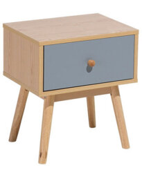 Wyld And Coco Scandinavian Bedside Table Nightstand Light Brown With Grey, 1 Drawer, Manufactured Wood - thumbnail 3