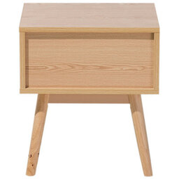 Wyld And Coco Scandinavian Bedside Table Nightstand Light Brown With Grey, 1 Drawer, Manufactured Wood - thumbnail 6
