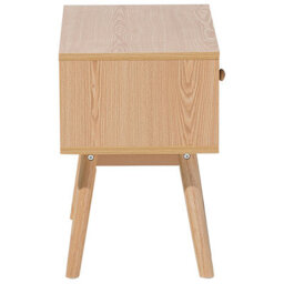 Wyld And Coco Scandinavian Bedside Table Nightstand Light Brown With Grey, 1 Drawer, Manufactured Wood - thumbnail 5