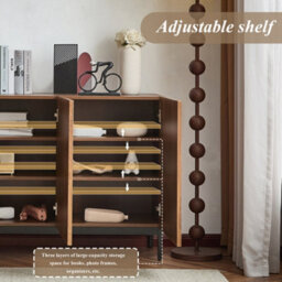 Abrihome 150X40X80Cm Oak Grain Sideboard, Mid-Century Modern Decorative Cabinet, Adjustable Shelves, Tip-Over Protection For Living Room - thumbnail 6