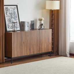 Abrihome 150X40X80Cm Oak Grain Sideboard, Mid-Century Modern Decorative Cabinet, Adjustable Shelves, Tip-Over Protection For Living Room - thumbnail 1