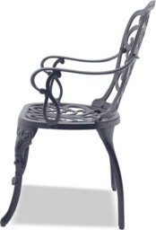 Homeology Bangui Grey Luxurious Outdoor Garden Patio Table And 2 Large Chairs With Armrests Cast Aluminium Bistro Set - thumbnail 6