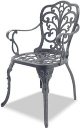 Homeology Bangui Grey Luxurious Outdoor Garden Patio Table And 2 Large Chairs With Armrests Cast Aluminium Bistro Set - thumbnail 7