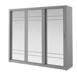 Arte Lux Ii Modern Mirrored Sliding Door Wardrobe (H2150mm W2500mm D600mm) - Grey Matt - thumbnail 2