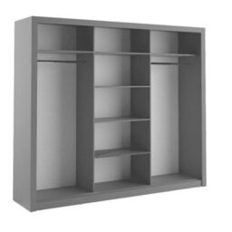 Arte Lux Ii Modern Mirrored Sliding Door Wardrobe (H2150mm W2500mm D600mm) - Grey Matt - thumbnail 3