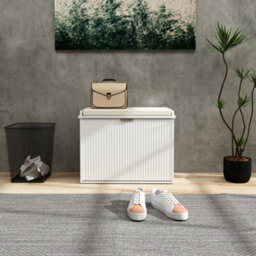 Homcom Shoe Storage Bench With Cushion And Flip-Drawer 62X26X47.5Cm White - thumbnail 7