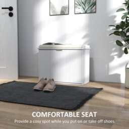 Homcom Shoe Storage Bench With Cushion And Flip-Drawer 62X26X47.5Cm White - thumbnail 4