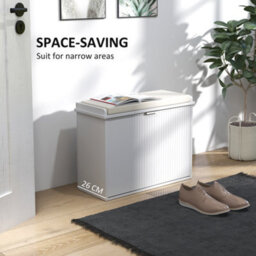 Homcom Shoe Storage Bench With Cushion And Flip-Drawer 62X26X47.5Cm White - thumbnail 6
