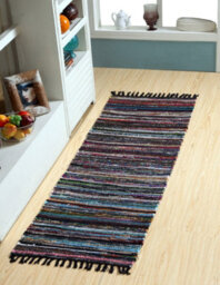 Second Nature Online Festival Recycled Cotton Blend Rag Rug In Varied Colourways Indoor And Outdoor Use / 60 Cm X 210 Cm / Black