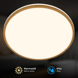 Briloner Bathroom Led Ceiling Light Lamp Ip44 Warm White Wood Frame 33Cm, 18W, 1850Lm - thumbnail 5