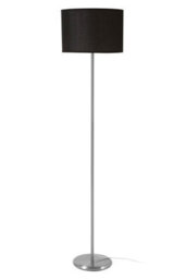 Orsina Black Waffle Effect Shade Floor Lamp, Polished Chrome Modern Standing Lamp For Living Room, Floor Lamp