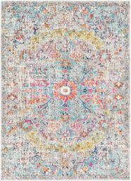 Livabliss Harput-Vintage Blue Orange Yellow Grey Traditional Boho Living Dining Bedroom Rug 200 X 275 Cm Easy Care, Non Shedding - thumbnail 1
