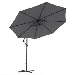 Living And Home 3M Large Rotatable Garden Sun Shade Cantilever Parasol Patio Hanging Banana Umbrella Crank Tilt With Cross Base, Dark Grey - thumbnail 3