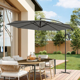 Living And Home 3M Large Rotatable Garden Sun Shade Cantilever Parasol Patio Hanging Banana Umbrella Crank Tilt With Cross Base, Dark Grey - thumbnail 1