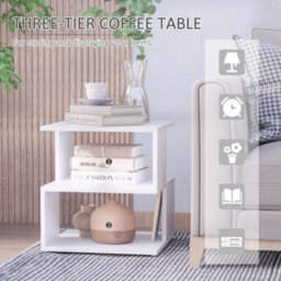 Wyld Haus Luvila Set Of 2 White Square Side Tables, 2-Tier Particle Board, 40 X 40 X 43 Cm - thumbnail 5