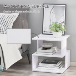 Wyld Haus Luvila Set Of 2 White Square Side Tables, 2-Tier Particle Board, 40 X 40 X 43 Cm - thumbnail 4