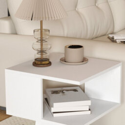 Wyld Haus Luvila Set Of 2 White Square Side Tables, 2-Tier Particle Board, 40 X 40 X 43 Cm - thumbnail 7
