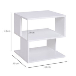 Wyld Haus Luvila Set Of 2 White Square Side Tables, 2-Tier Particle Board, 40 X 40 X 43 Cm - thumbnail 3