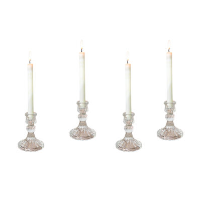 Woodside Home Living Vintage Style Glass Dinner Candle Holder Set Of 4 - image 1