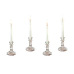 Woodside Home Living Vintage Style Glass Dinner Candle Holder Set Of 4