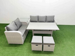 Fimous 7 Seater Pe Rattan Wicker Garden Furniture Conservatory Sofa Set 3 Seater Sofa Love Sofa 2 Stools Side Table - thumbnail 1