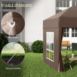 Outsunny 2X2M Pop Up Gazebo Canopy Marquee W/ Carry Bag, Coffee - thumbnail 6