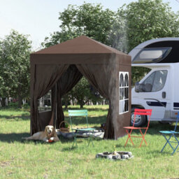 Outsunny 2X2M Pop Up Gazebo Canopy Marquee W/ Carry Bag, Coffee