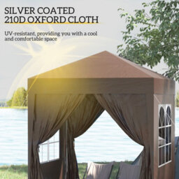 Outsunny 2X2M Pop Up Gazebo Canopy Marquee W/ Carry Bag, Coffee - thumbnail 5