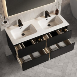 Banyetti Venti 1200mm Wall Hung Vanity Unit With Athena Basin - Matt Black - thumbnail 3