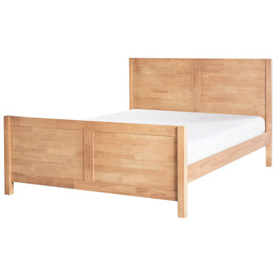 Beliani Bed Wood Champagnat 140 X 200 Cm (Eu Double) Light Brown - image 1