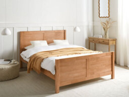 Beliani Bed Wood Champagnat 140 X 200 Cm (Eu Double) Light Brown - thumbnail 2