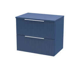 Balterley Tixall Fluted 2 Drawer Wall Hung Vanity Unit With Worktop, Satin Blue, 600mm