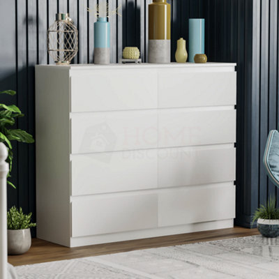 Lassic Vida Designs Denver White 8 Drawer Chest (H)955mm (W)1200mm (D)400mm - image 1