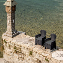 Urbn-Garden Urbngarden 86Cm Height 2 Anthracite Plastic Garden Arm Chair Cushioned Seat Furniture - thumbnail 1