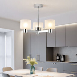 Harper Living 3 Lights Chandeliers Ceiling Light, Chrome Finish Semi Flush Ceiling Lamp With Frosted Glass Shades - thumbnail 2