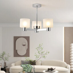 Harper Living 3 Lights Chandeliers Ceiling Light, Chrome Finish Semi Flush Ceiling Lamp With Frosted Glass Shades - thumbnail 3