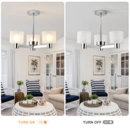 Harper Living 3 Lights Chandeliers Ceiling Light, Chrome Finish Semi Flush Ceiling Lamp With Frosted Glass Shades - thumbnail 6