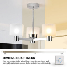 Harper Living 3 Lights Chandeliers Ceiling Light, Chrome Finish Semi Flush Ceiling Lamp With Frosted Glass Shades - thumbnail 4